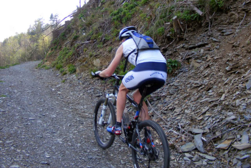Climbing on a mountain bike 2